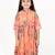 Peach orange floral printed cotton cape set