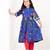 Royal blue floral printed cotton cape set