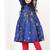 Royal blue floral printed cotton cape set