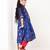 Royal blue floral printed cotton cape set