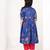 Royal blue floral printed cotton cape set