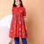 Red floral printed cotton cape set