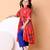 Red floral printed cotton cape set