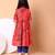 Red floral printed cotton cape set