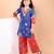 Royal blue floral printed cotton kurti set