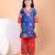 Royal blue floral printed cotton kurti set