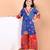 Royal blue floral printed cotton kurti set