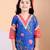 Royal blue floral printed cotton kurti set