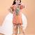 Peach orange floral printed cotton kurti set