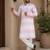 Pink color embroidery work & shading print cotton men's kurta payjama set