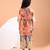 Peach orange floral printed cotton kurti set