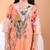 Peach orange floral printed cotton kurti set