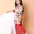 Beige red floral printed cotton kurti set