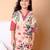 Beige red floral printed cotton kurti set