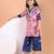 Pink blue floral printed cotton kurti set