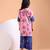 Pink blue floral printed cotton kurti set