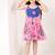 Pink floral printed cotton pleated dress
