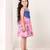 Pink floral printed cotton pleated dress