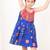 Blue floral printed cotton pleated dress