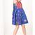 Blue floral printed cotton pleated dress