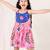 Pink floral printed cotton pleated dress