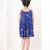 Blue floral printed cotton pleated dress