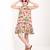 Off white floral printed cotton pleated dress