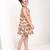Off white floral printed cotton pleated dress