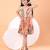 Peach orange floral printed cotton pleated dress