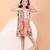 Peach orange floral printed cotton pleated dress