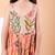 Peach orange floral printed cotton pleated dress