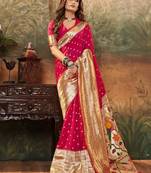 Blood red paithani silk with zari weaving trational wear saree
