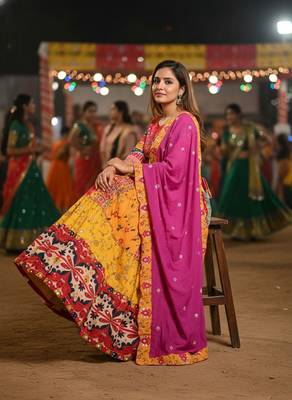 Yellow Muslin Cotton Digital Print Lehenga Choli Set with Dupatta 1