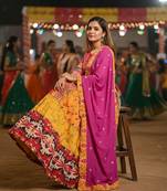 Yellow Muslin Cotton Digital Print Lehenga Choli Set with Dupatta