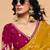 Mustard organza satin with sequince heavy embroidery work designer saree