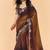 Shaded brown & antique gold organza satin with sequince heavy embroidery work designer saree