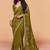 Olive organza satin with sequince heavy embroidery work designer saree