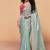 Light sky blue organza with sequince heavy embroidery work designer saree