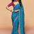 Aqua satin silk with sequince heavy embroidery work designer saree
