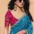 Aqua satin silk with sequince heavy embroidery work designer saree