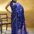 Navy blue  purple pure satin handloom weaving festival wear saree