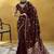 Dark maroon pure satin handloom weaving festival wear saree