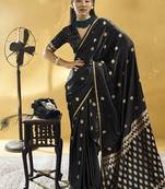 Black  purple pure satin handloom weaving festival wear saree