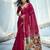 Ruby red munga silk blend handloom saree & contrast weaving border with tissue pallu