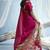 Ruby red munga silk blend handloom saree & contrast weaving border with tissue pallu