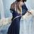 Navy blue munga silk blend handloom saree & contrast weaving border with tissue pallu
