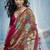 Ruby red munga silk blend handloom saree & contrast weaving border with tissue pallu
