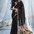 Black munga silk blend handloom saree & contrast weaving border with tissue pallu