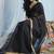 Black munga silk blend handloom saree & contrast weaving border with tissue pallu