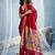 Red munga silk blend handloom saree & contrast weaving border with tissue pallu